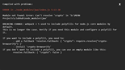 Module Not Found: Error: Can'T Resolve 'Crypto'