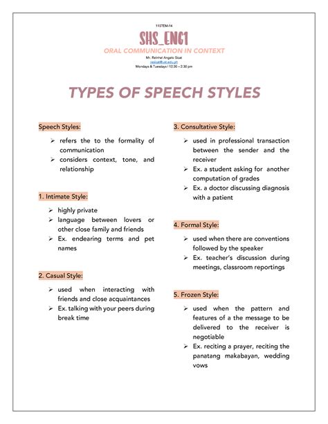 Module Oral Communication Speech Style