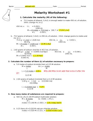 7 Best Images of Molarity Worksheet With Answers Molality and