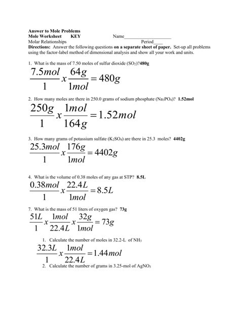 Molarity Practice Worksheet Answer Key