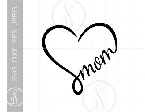 Download Mom Heart Script Silhouette DXF Files