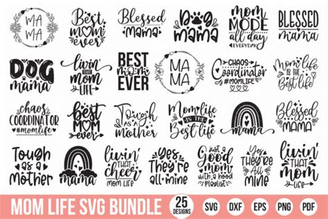 Download Mom Life SVG Bundle - 25 Designs Files DXF Files
