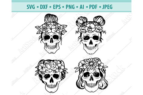 Download Mom Life Skull Set Commercial Use DXF Files