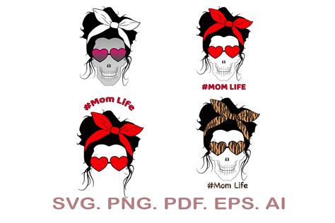Download Mom Life Skull Set Commercial Use For Crafts