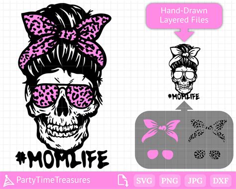 Download Mom Life Skull Set Cut Images