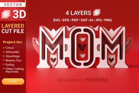 Download Mom Love 3D Layered SVG Cut File Files For Crafts