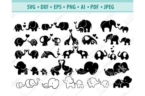 Download Mom and Baby Elephant SVG Files DXF Files