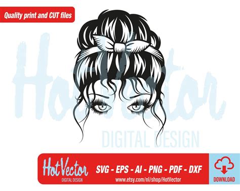 Download Momlife Messy Bun Commercial Use DXF Files