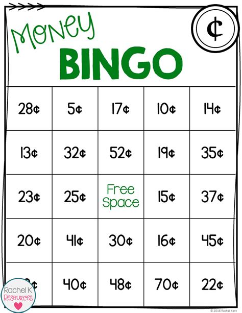 Money Bingo Free Printable
