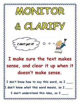 Monitor And Clarify Anchor Chart