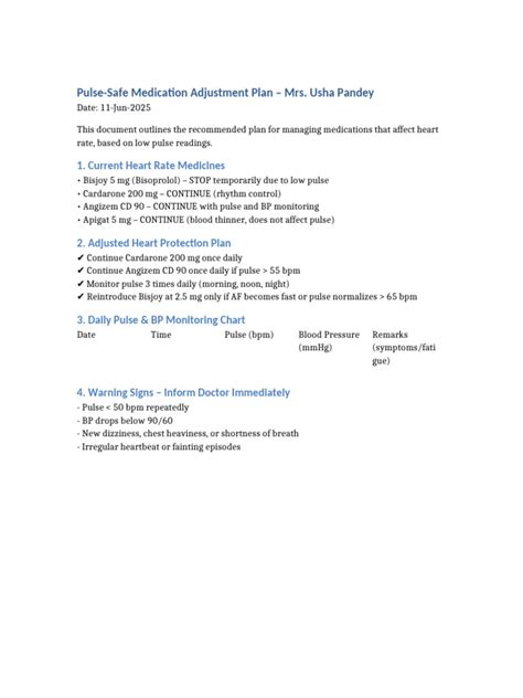 Monitoring and Medication Adjustment