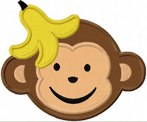Cute Baby Monkey APPLIQUE Embroidery Design INSTANT DOWNLOAD Etsy