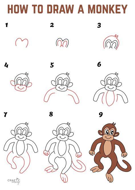 Monkey Drawing Tutorials Step by Step