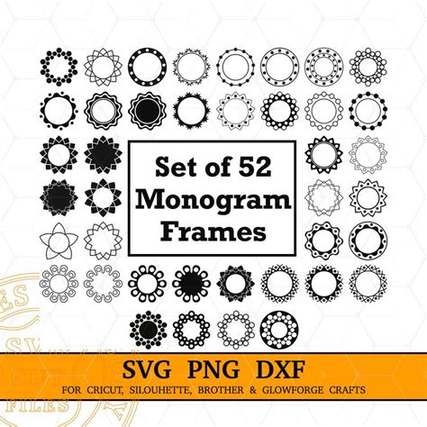 Download Monogram Frame Circle SVG Bundle Clipart Silhouette DXF Files