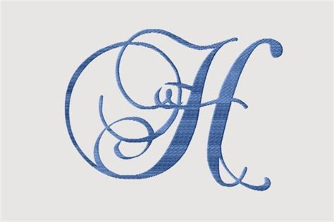 Monogram H Cursive Script Letter Embroidery