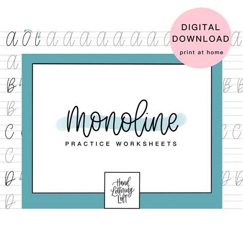 Monoline Lettering Worksheet Free