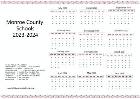 Monroe County Calendar
