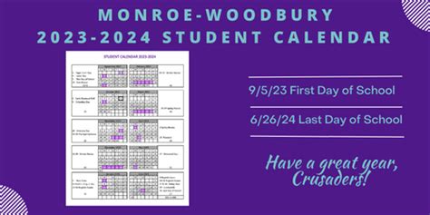 Monroe Woodbury Calendar