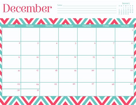 Month Of December Calendar Printable