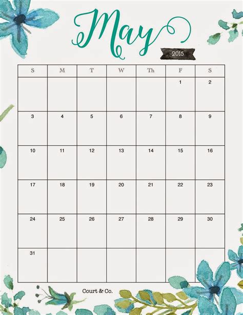 Month Of May Calendar Printable