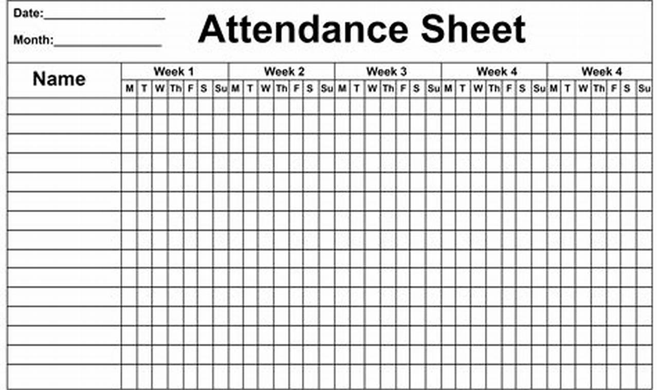 Monthly Attendance Sheet Template Excel