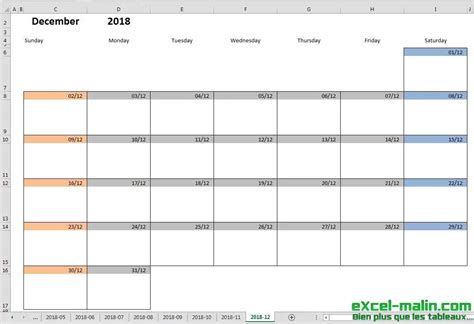 Monthly Calendar Template Excel