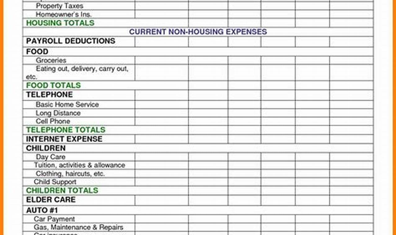 Monthly Expense Sheet Excel Template