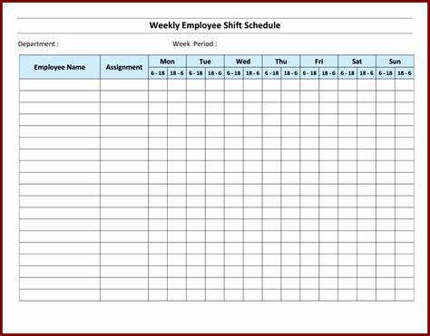 Monthly Staff Schedule Template