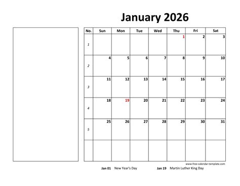 Monthly 2026 Calendar Free Printable