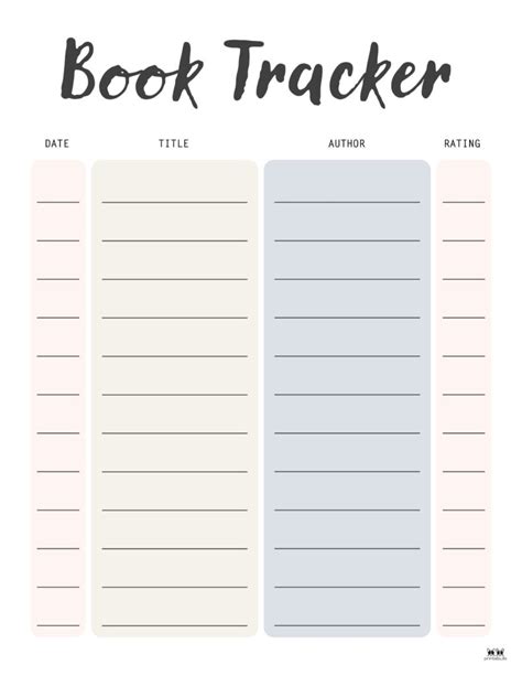 Monthly Book Tracker Template