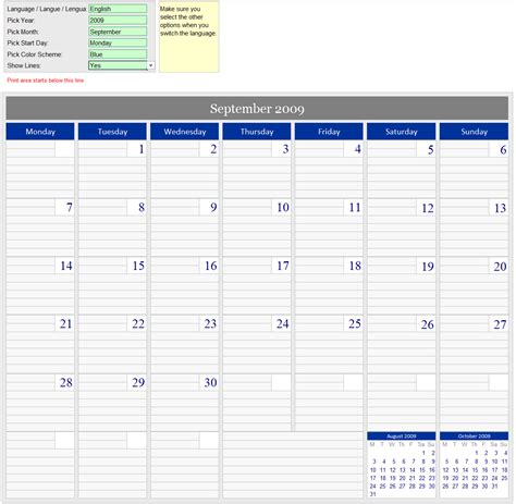 Monthly Calendar Excel Templates Download