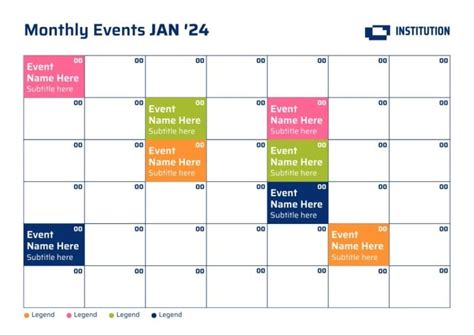 Monthly Event Calendar Template