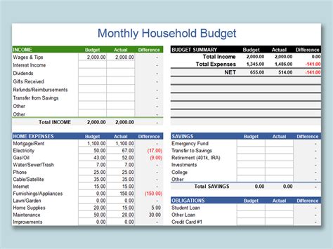 Monthly Family Budget Printables