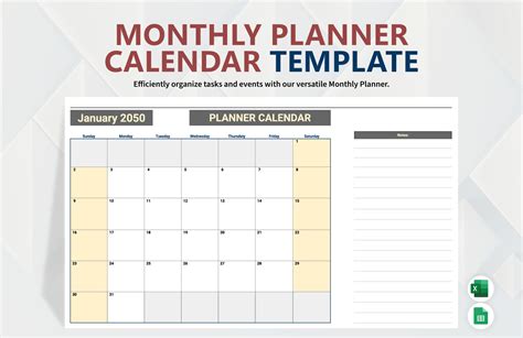 Monthly Planner Template Excel