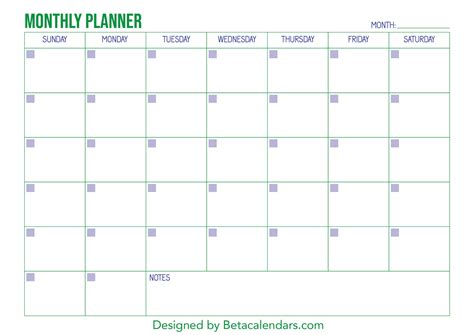 Monthly Planner Template Printable