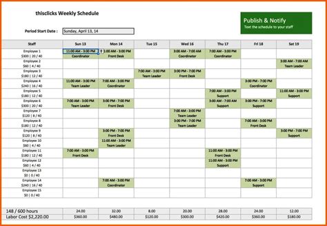 Monthly Timetable Template Excel