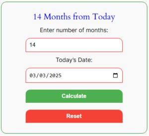 Months From Today Calculator Navigation