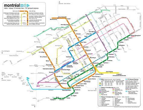 Montreal metro map, Canada