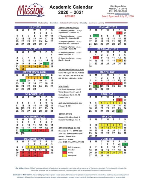 Moody Academic Calendar