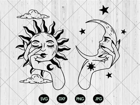 Shining Bright: Discover the Splendid Transformation of Moon and Sun in SVG Art