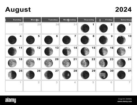 Moon Phase Calendar August