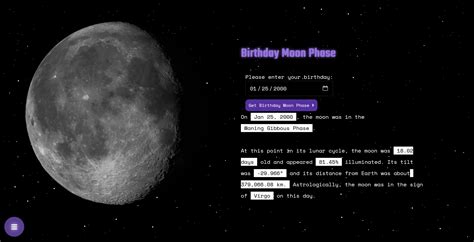 Celebrate Your Special Day: Discovering the Moon Phase on Your Birthday