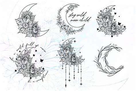 Download Moon Sunflower Bundle Files Free PSD Mockups