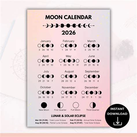 Moon calendar poster pdf