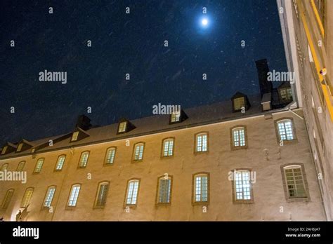 Moonlight over historic building