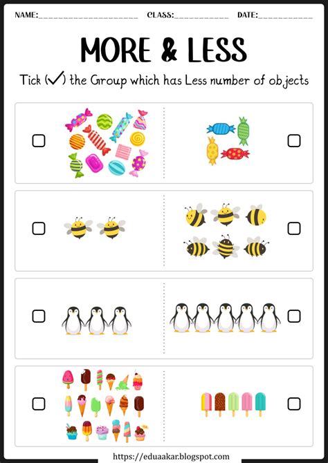 More And Less Worksheet