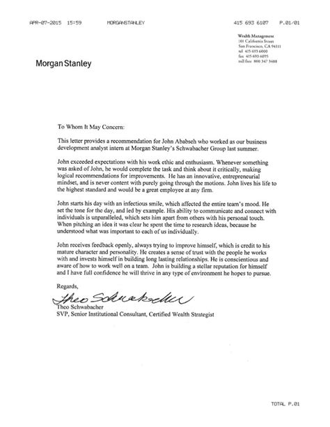 Morgan Stanley Cover Letter