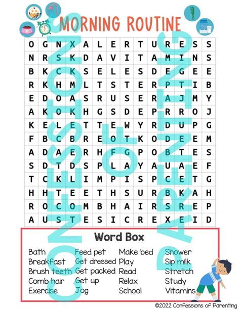 Morning Routine Word Search