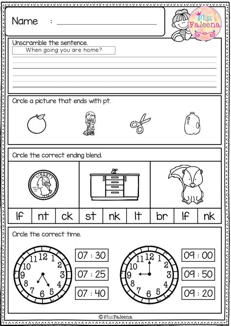 Morning Worksheets For 1st Grade