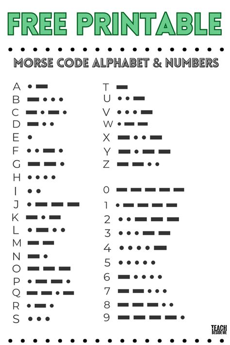 Morse Code Alphabet Chart Printable Free